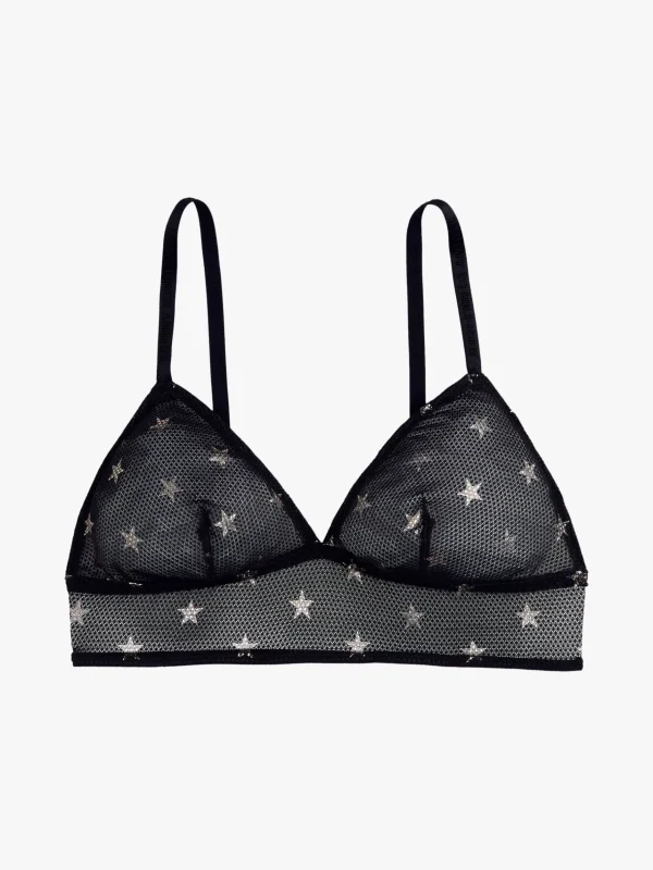 Tommy Hilfiger Longline-Bralette aus Mesh mit Sternprint BLACK Flash Sale