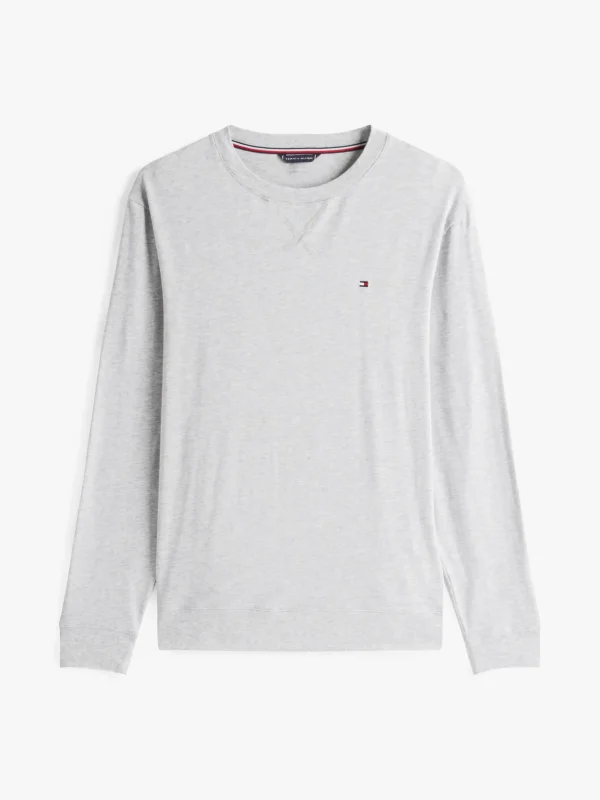 Tommy Hilfiger Lounge-Sweatshirt mit aufgestickter Flag LIGHT GREY HEATHER Clearance