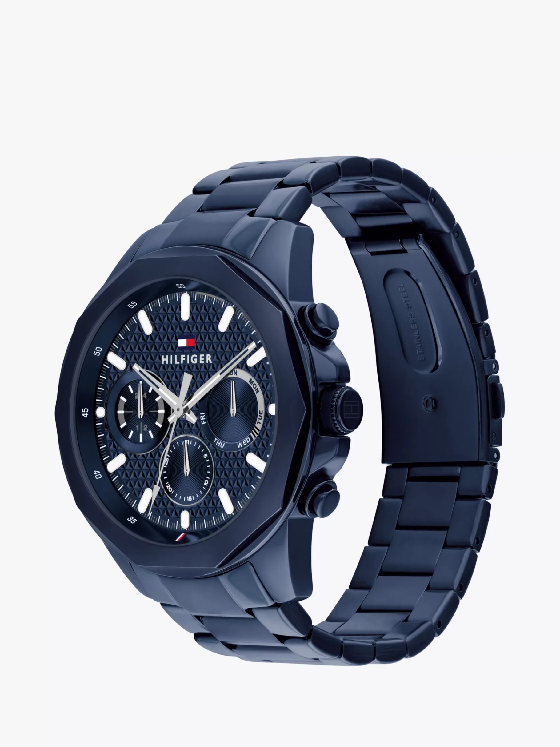 Tommy Hilfiger Marineblaue Uhr mit geometrischem Zifferblatt BLUE Cheap