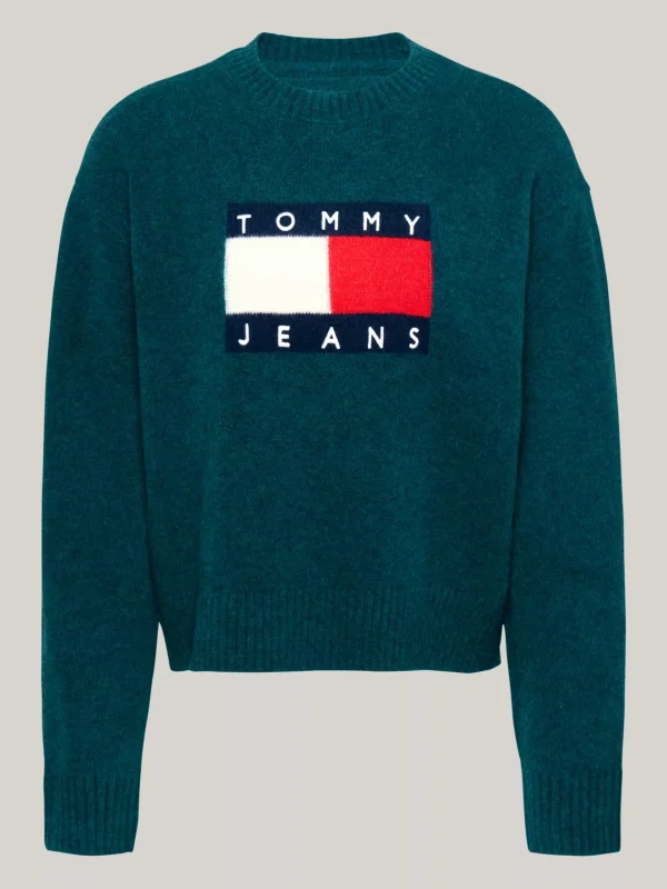 Tommy Hilfiger Melierter Relaxed Fit Pullover mit Wolle DEEP SEAWATER MELANGE Sale