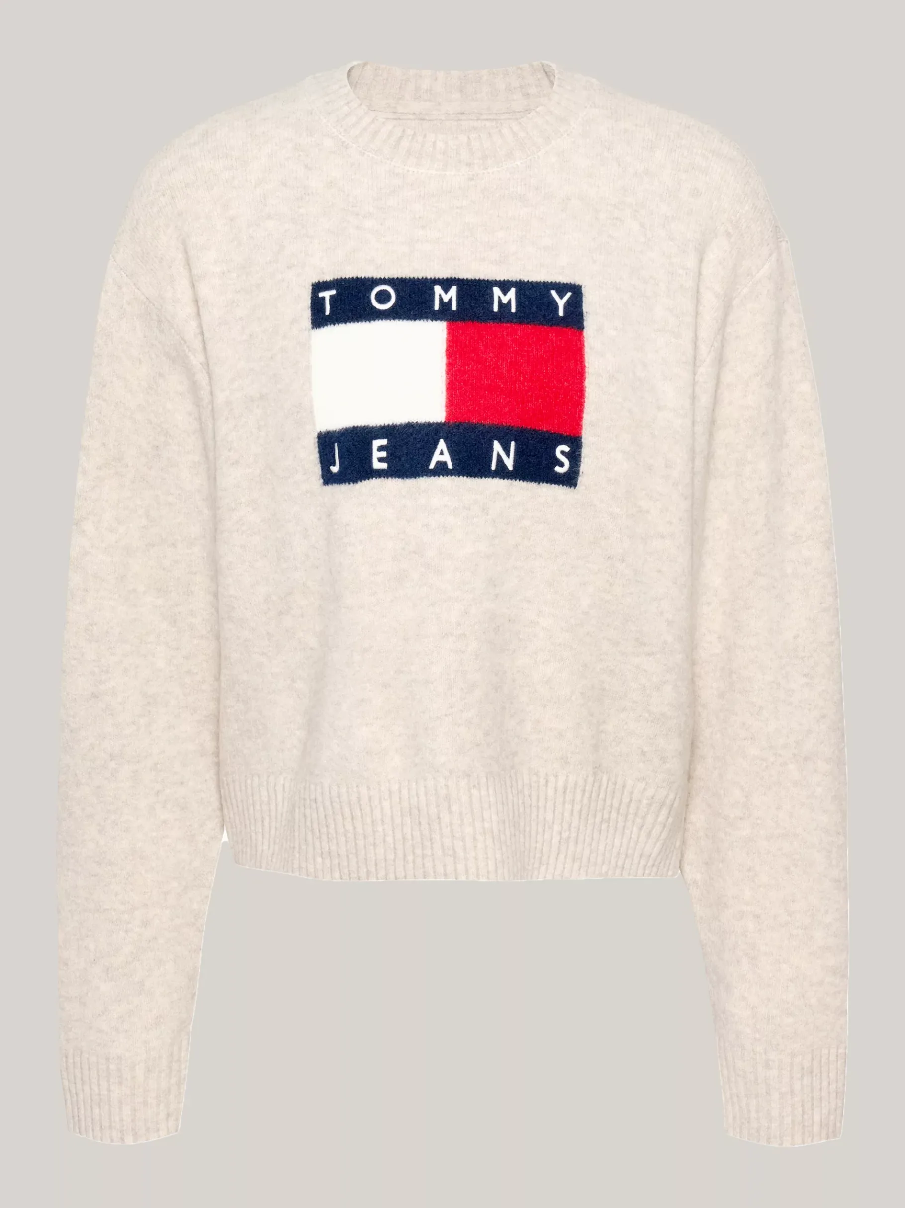 Tommy Hilfiger Melierter Relaxed Fit Pullover mit Wolle ANCIENT WHITE MELANGE Outlet
