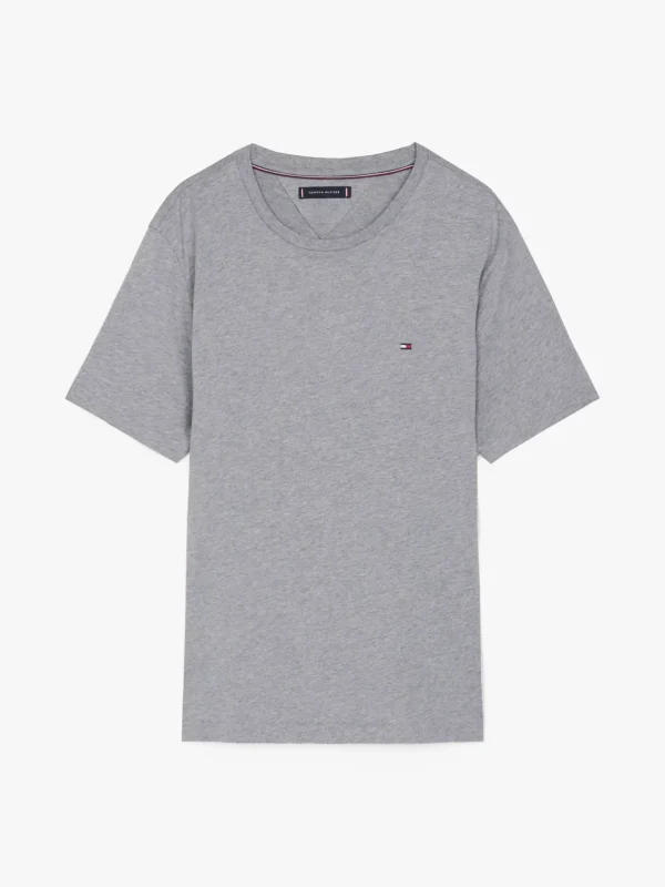 Tommy Hilfiger Meliertes T-Shirt mit Rundhalsausschnitt MEDIUM GREY HEATHER Discount