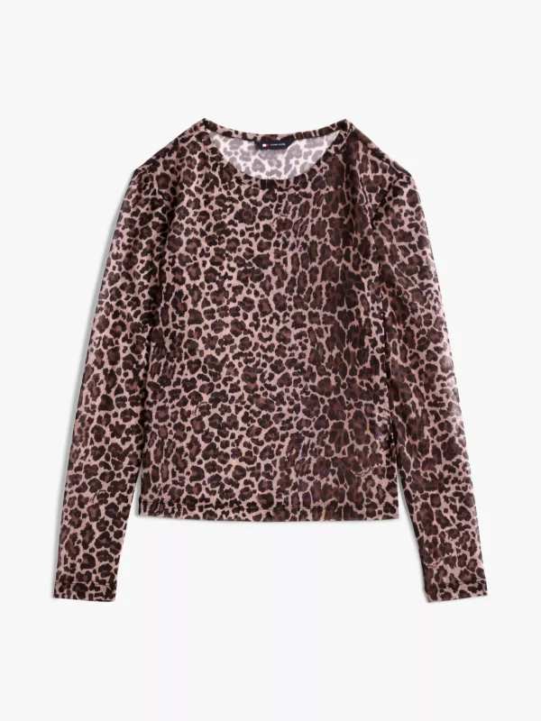 Tommy Hilfiger Mesh-Langarmtop mit Print LEOPARD AOP Sale