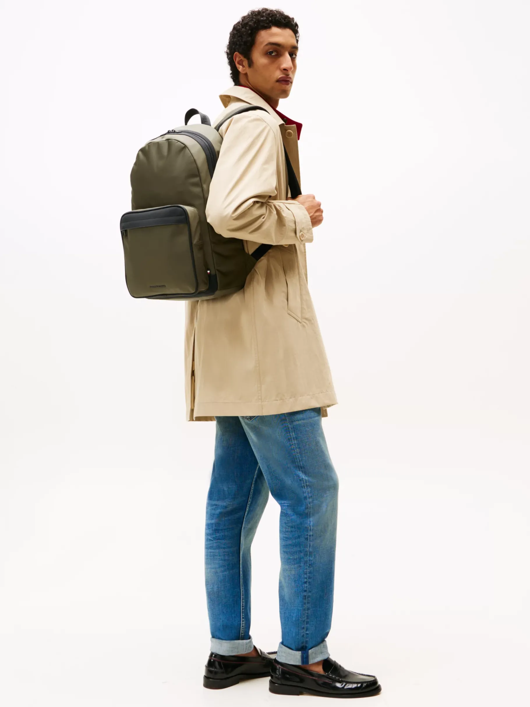 Tommy Hilfiger Metall-Logo-Rucksack mit Doppelreißverschluss ARMY GREEN Discount