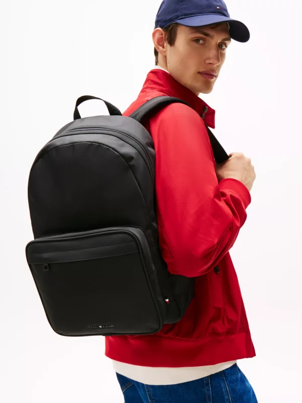 Tommy Hilfiger Metall-Logo-Rucksack mit Doppelreißverschluss BLACK Clearance