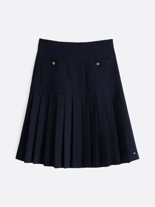 Tommy Hilfiger Midi-Faltenrock aus Wollmix DARK NIGHT NAVY Fashion