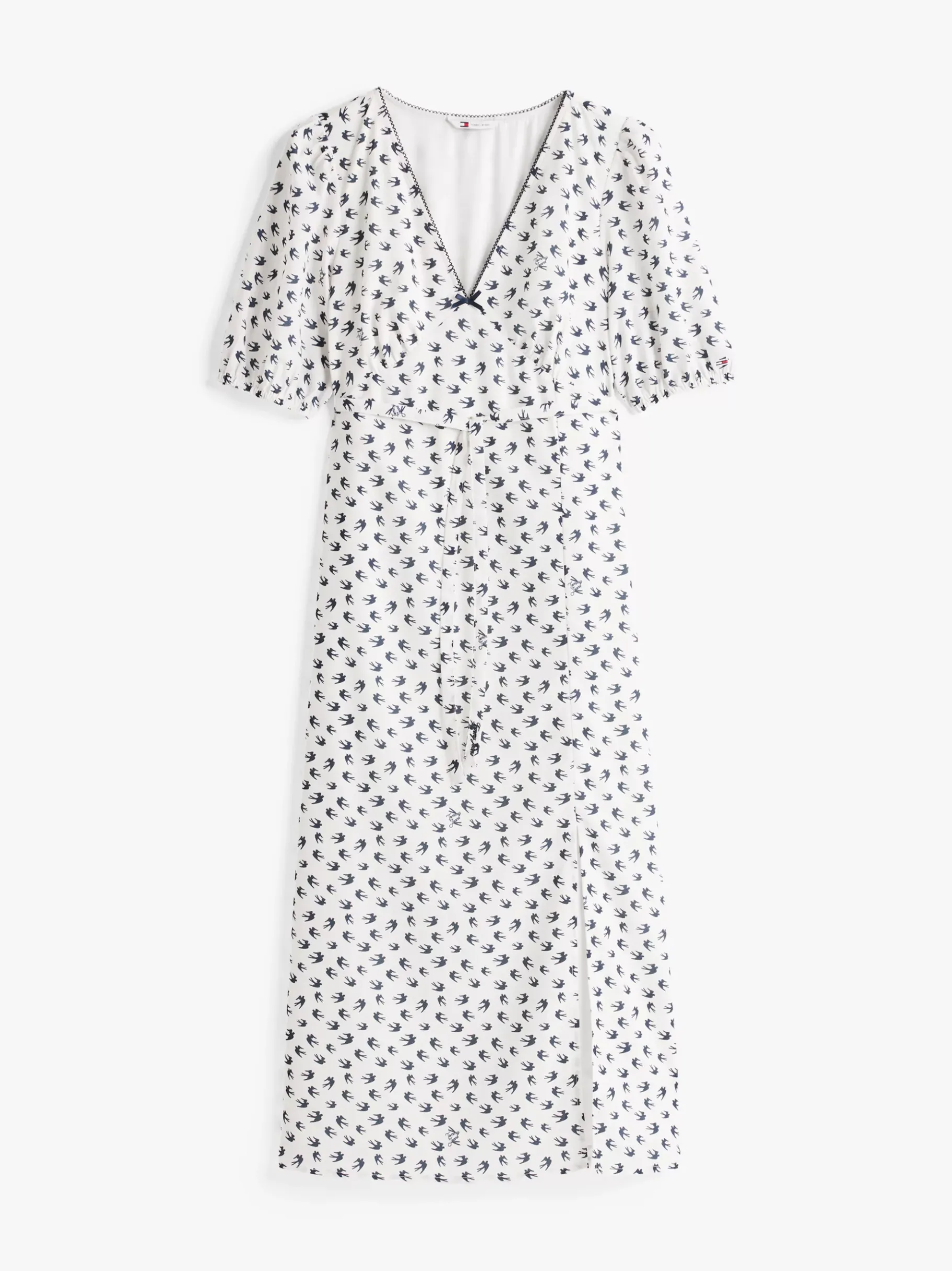 Tommy Hilfiger Midi-Kleid im Wickel-Design mit Vogel-Print WHITE BIRD AOP Outlet