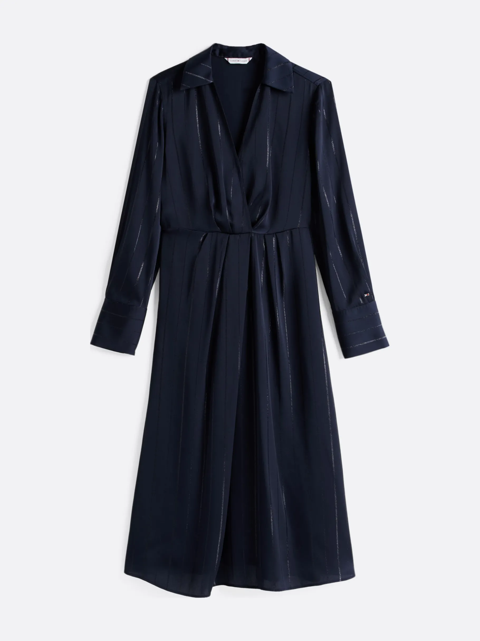 Tommy Hilfiger Midi-Kleid mit Metallic-Streifen und Kragen LUREX NAVY STP Online