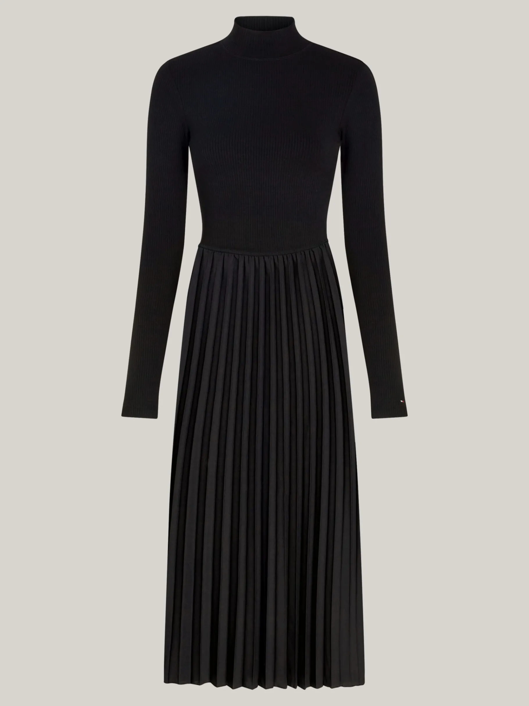 Tommy Hilfiger Midi-Kleid mit Mock Neck und Faltenrock BLACK Online