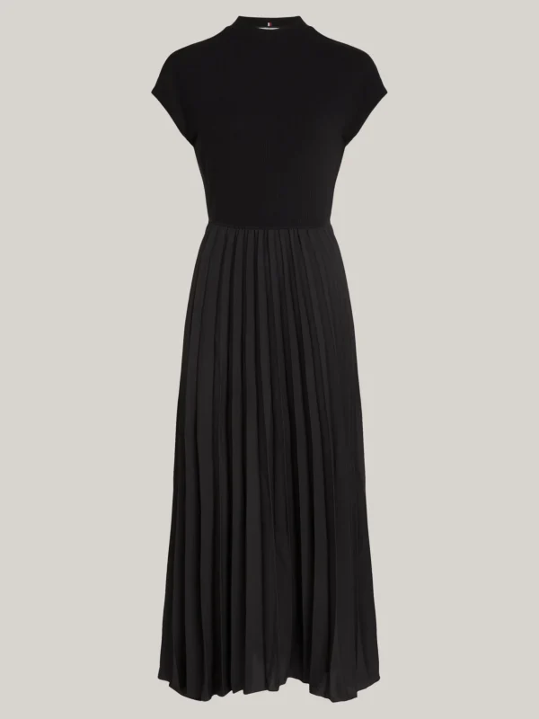 Tommy Hilfiger Midikleid mit Mock-Rollkragen und Falten BLACK Online