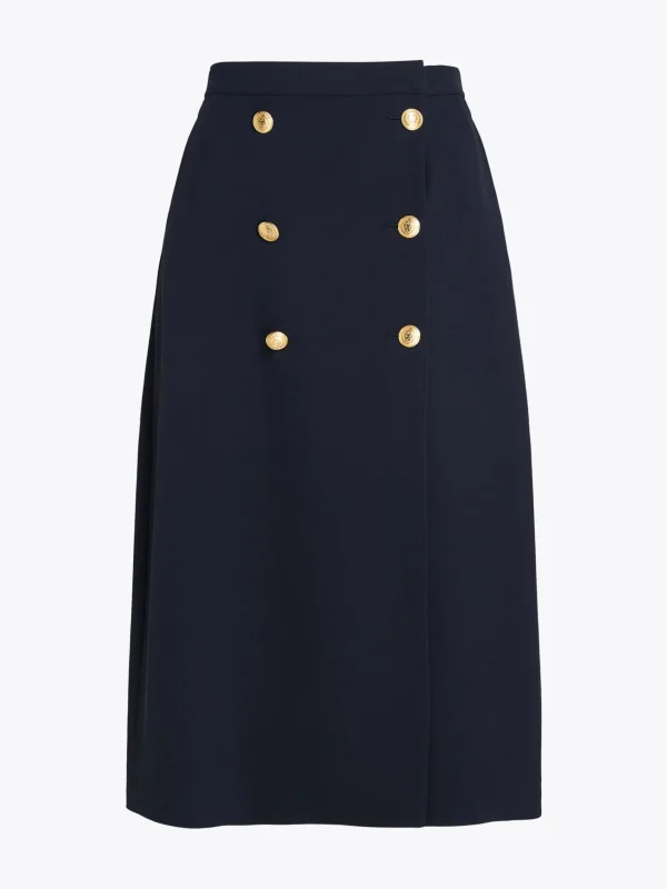 Tommy Hilfiger Midi-Rock aus Twill mit geprägten Knöpfen DESERT SKY Outlet