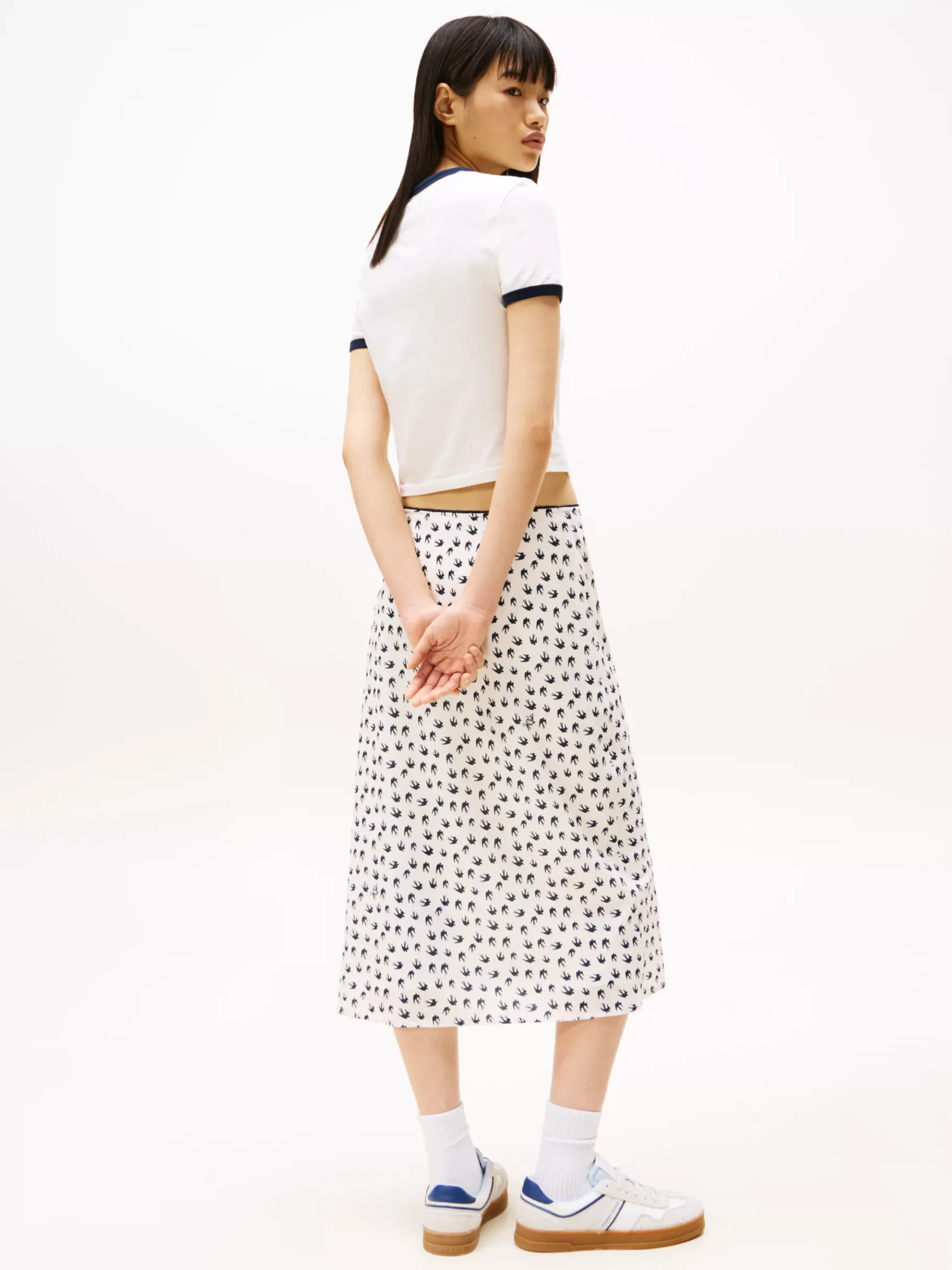 Tommy Hilfiger Midi-Rock mit Besatz WHITE BIRD AOP Shop