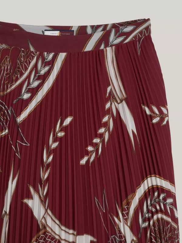 Tommy Hilfiger Midirock mit Falten und Wappen ROUGE Outlet