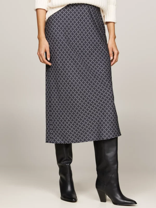 Tommy Hilfiger Midi-Rock mit Logoprint DIAMOND MONOTYPE/ MILITARY DENIM New