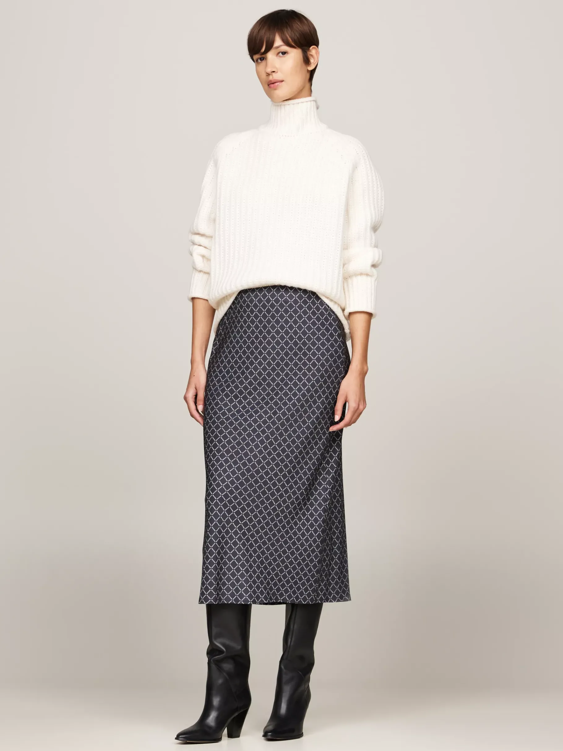 Tommy Hilfiger Midi-Rock mit Logoprint DIAMOND MONOTYPE/ MILITARY DENIM New