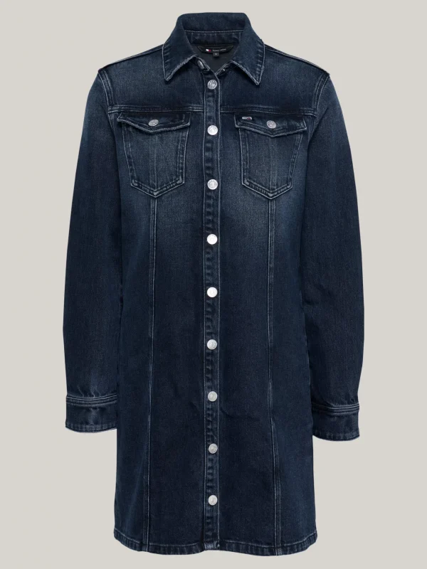Tommy Hilfiger Mini-Hemdkleid aus Denim in A-Linie DENIM DARK Best Sale