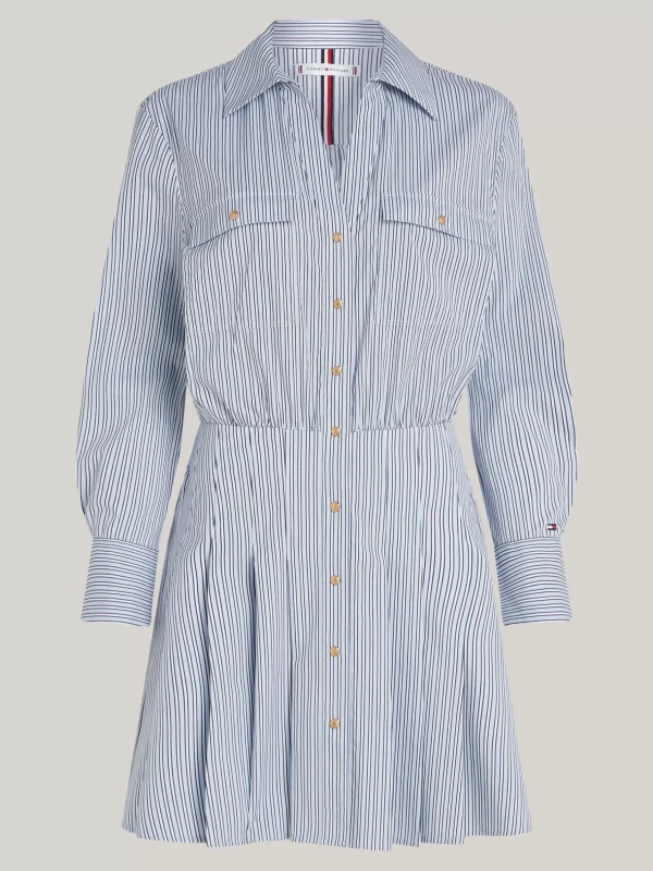 Tommy Hilfiger Mini-Hemdkleid mit Falten IVY STP/ VESSEL BLUE Cheap