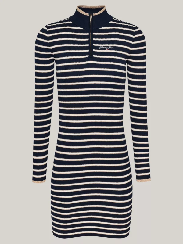 Tommy Hilfiger Mini-Pulloverkleid mit Metallic-Streifen DARK NIGHT NAVY / STRIPE Fashion
