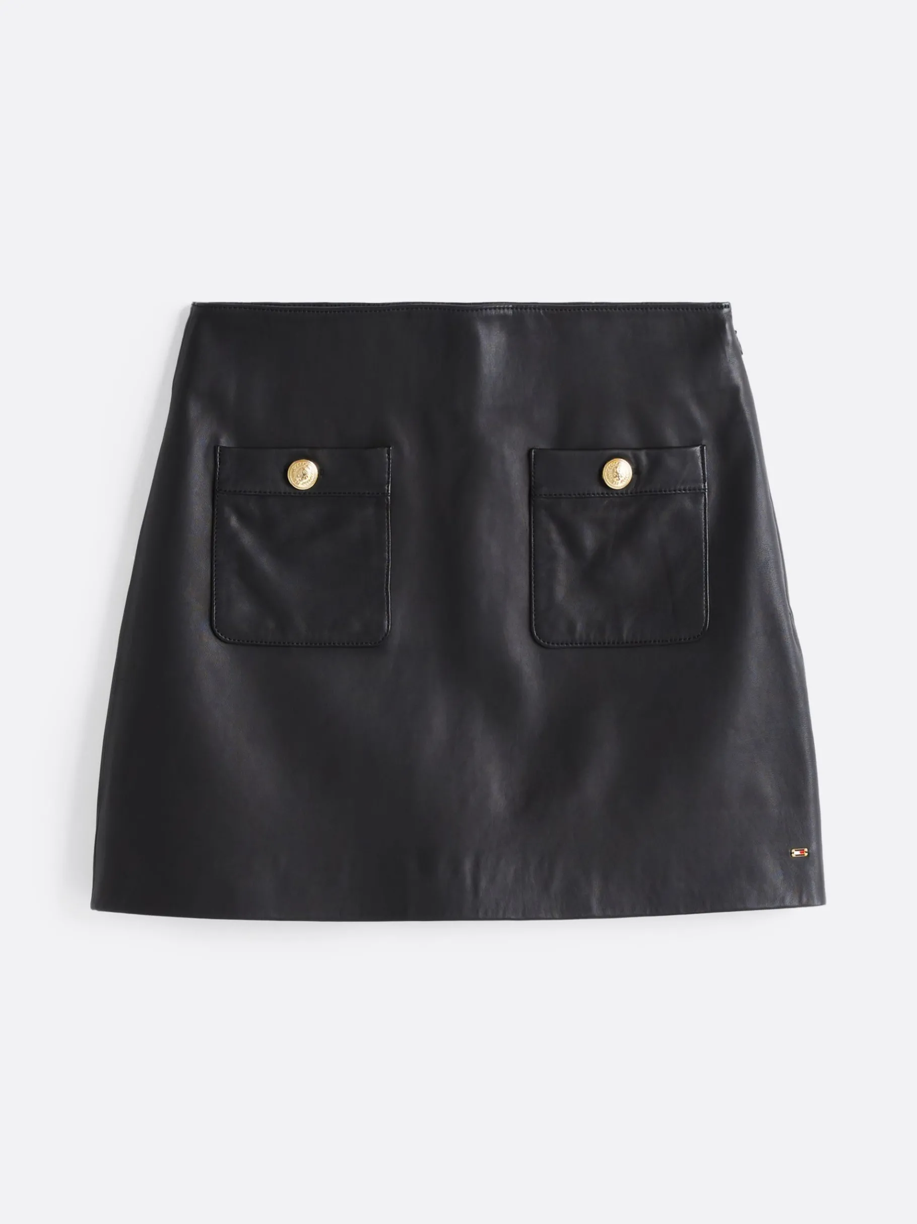 Tommy Hilfiger Minirock aus Leder mit geknöpften Taschen BLACK Best