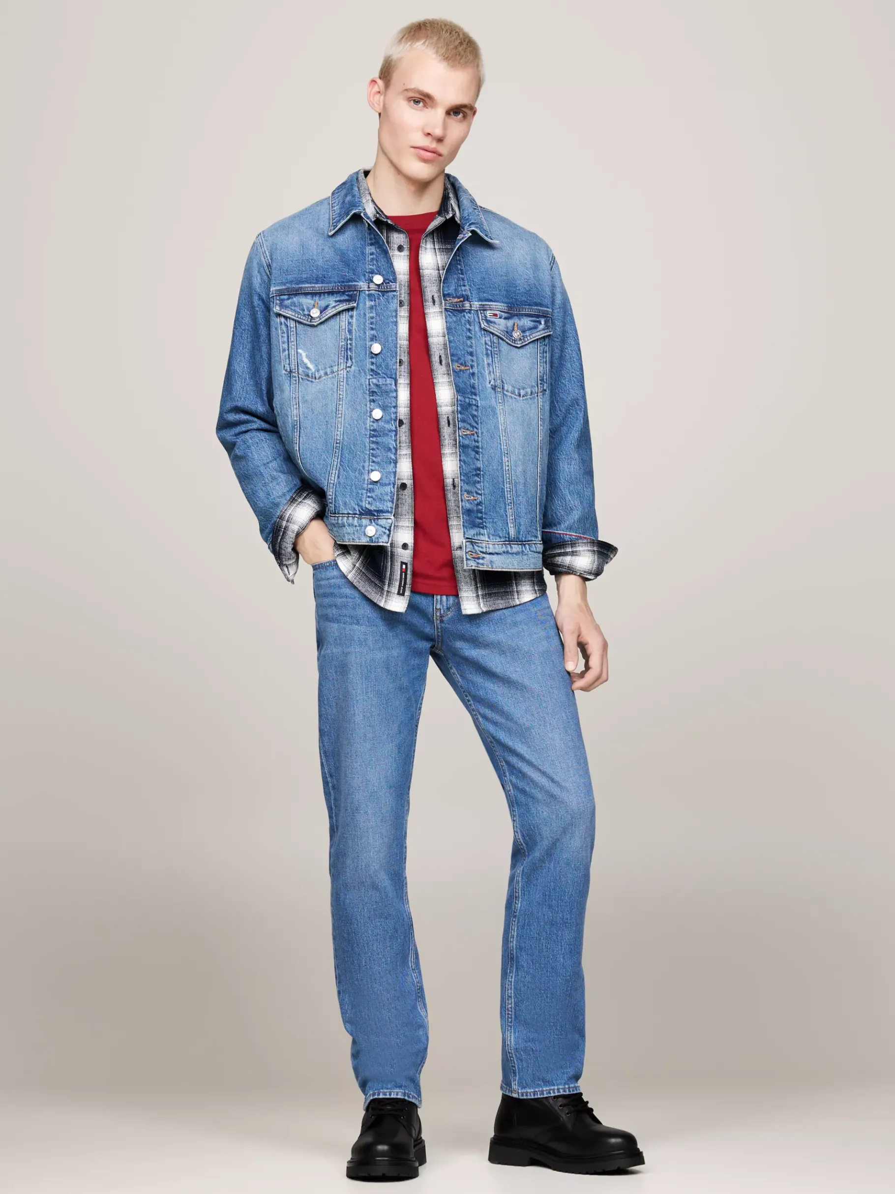 Tommy Hilfiger Mittelhoher rutschhemmender Leder-Schnürstiefel BLACK Best Sale