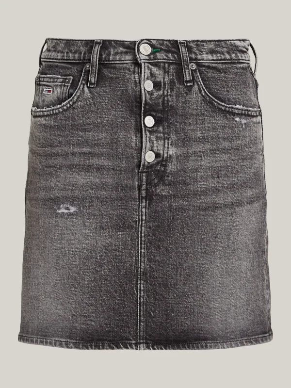 Tommy Hilfiger Mom Fit Minirock mit ultrahohem Bund DENIM BLACK Discount