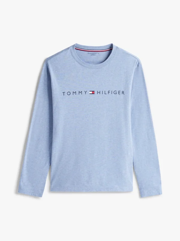 Tommy Hilfiger Original Langarm-Pyjama-T-Shirt LIGHT BLUE HEATHER Clearance
