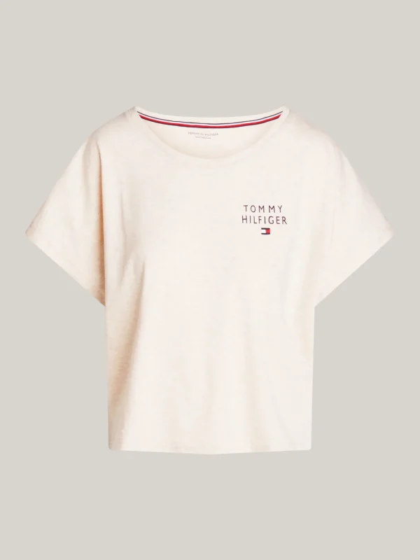 Tommy Hilfiger Original Pyjama-T-Shirt mit Logo HEATHERED OAT Best