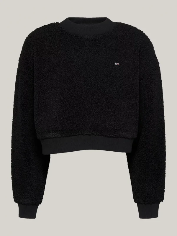 Tommy Hilfiger Oversized Fit Sweatshirt aus Teddy-Fleece BLACK Fashion