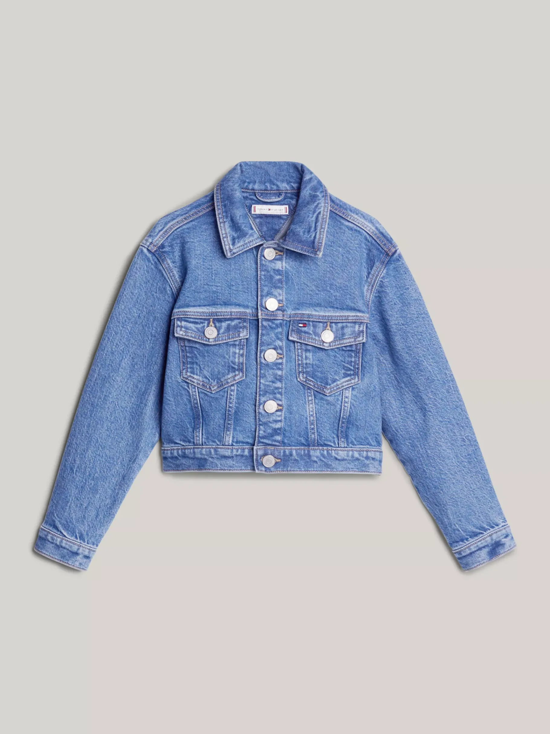 Tommy Hilfiger Oversized Fit Truckerjacke aus Denim MIDSALTPEPPER Clearance