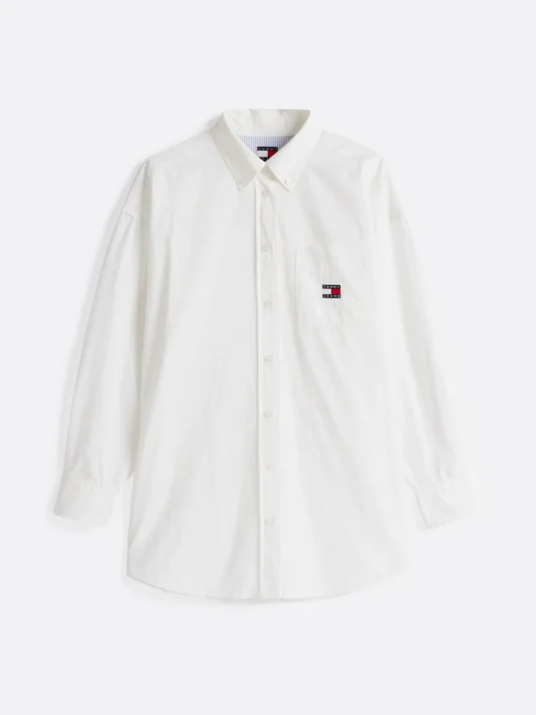 Tommy Hilfiger Ovesized Fit Popeline-Hemd ECRU Clearance