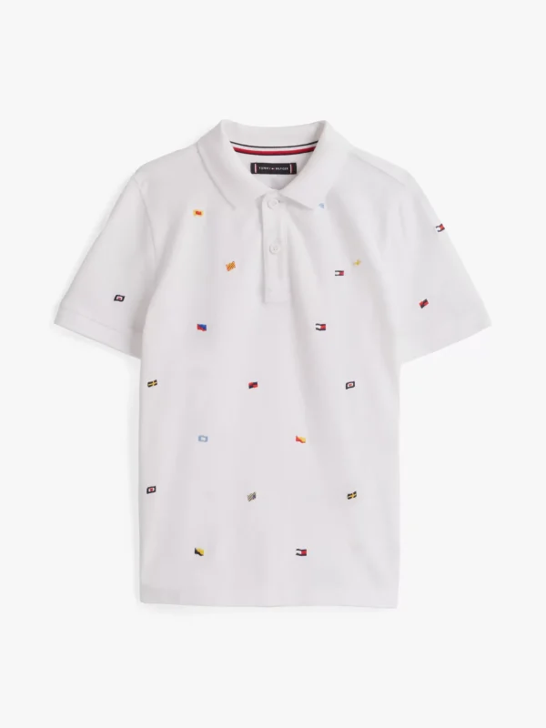 Tommy Hilfiger Piqué-Poloshirt mit Hilfiger-Flag WHITE Best Sale