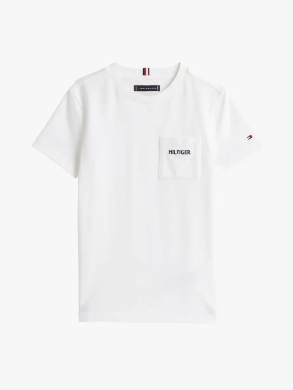 Tommy Hilfiger Piqué-T-Shirt mit aufgesetzter Brusttasche WHITE Store