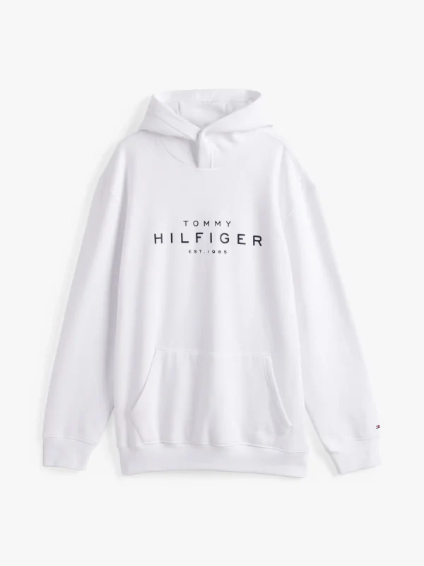 Tommy Hilfiger Plus Hoodie mit Druckknöpfen und Logo WHITE Cheap