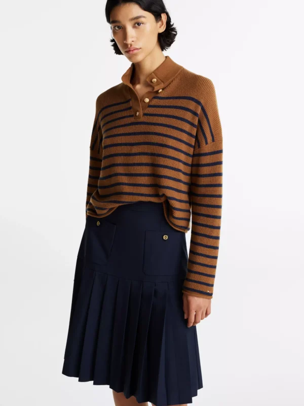 Tommy Hilfiger Polo-Pullover mit Wolle HIGHLAND KHAKI/DARK NIGHT NAVY STP Sale