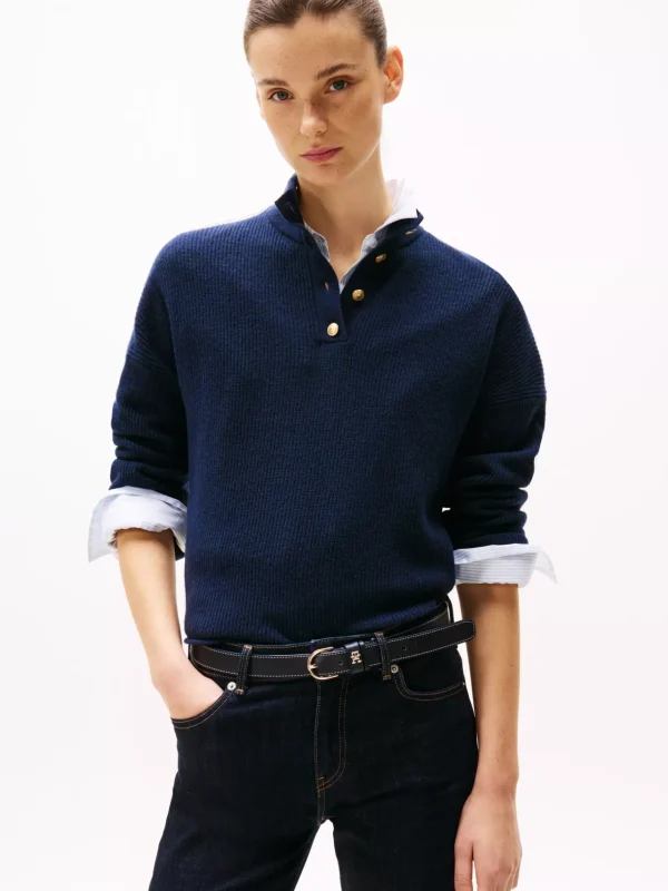 Tommy Hilfiger Polo-Pullover mit Wolle DARK NIGHT NAVY Store