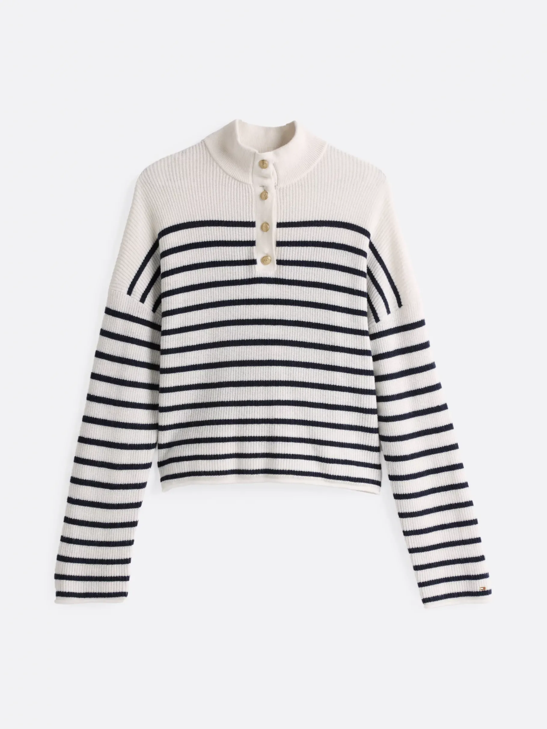 Tommy Hilfiger Polo-Pullover mit Wolle IVORY PETAL/DARK NIGHT NAVY STP Clearance