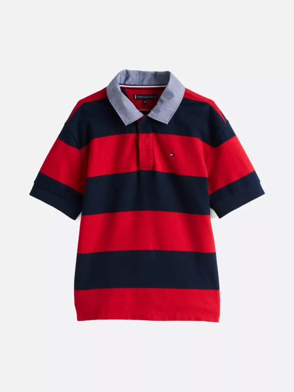 Tommy Hilfiger Poloshirt mit Rugby-Streifen MEDIUM RED RUGBY STRIPE Fashion