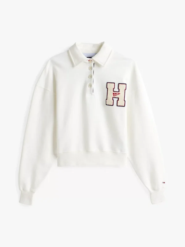 Tommy Hilfiger Polo-Sweatshirt mit Logo-Applikation ANTIQUE WHITE Shop