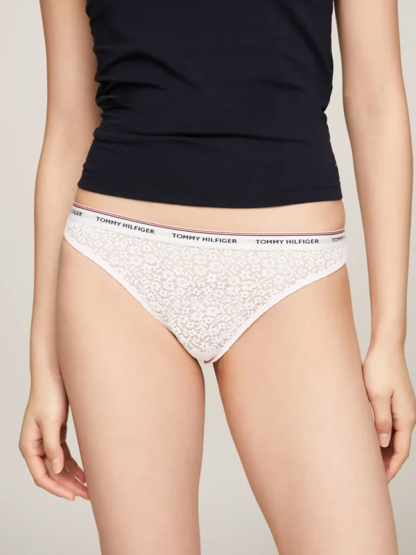 Tommy Hilfiger Premium Essential 3er-Pack Strings mit Spitze BLACK/WHITE/LIGHT PINK Outlet