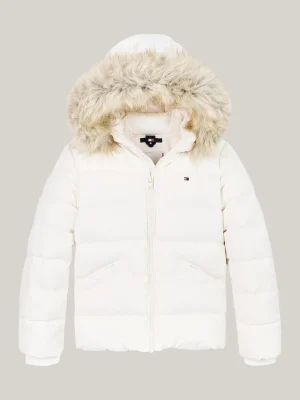 Tommy Hilfiger Puffer-Daunenjacke mit Kunstpelz an Kapuze ANCIENT WHITE Clearance