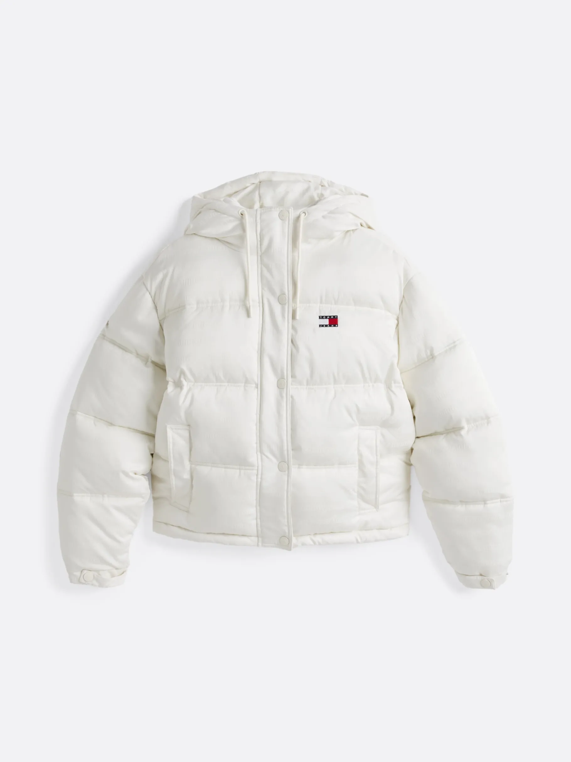 Tommy Hilfiger Puffer-Jacke mit Kapuze und Logo-Print ANCIENT WHITE Cheap