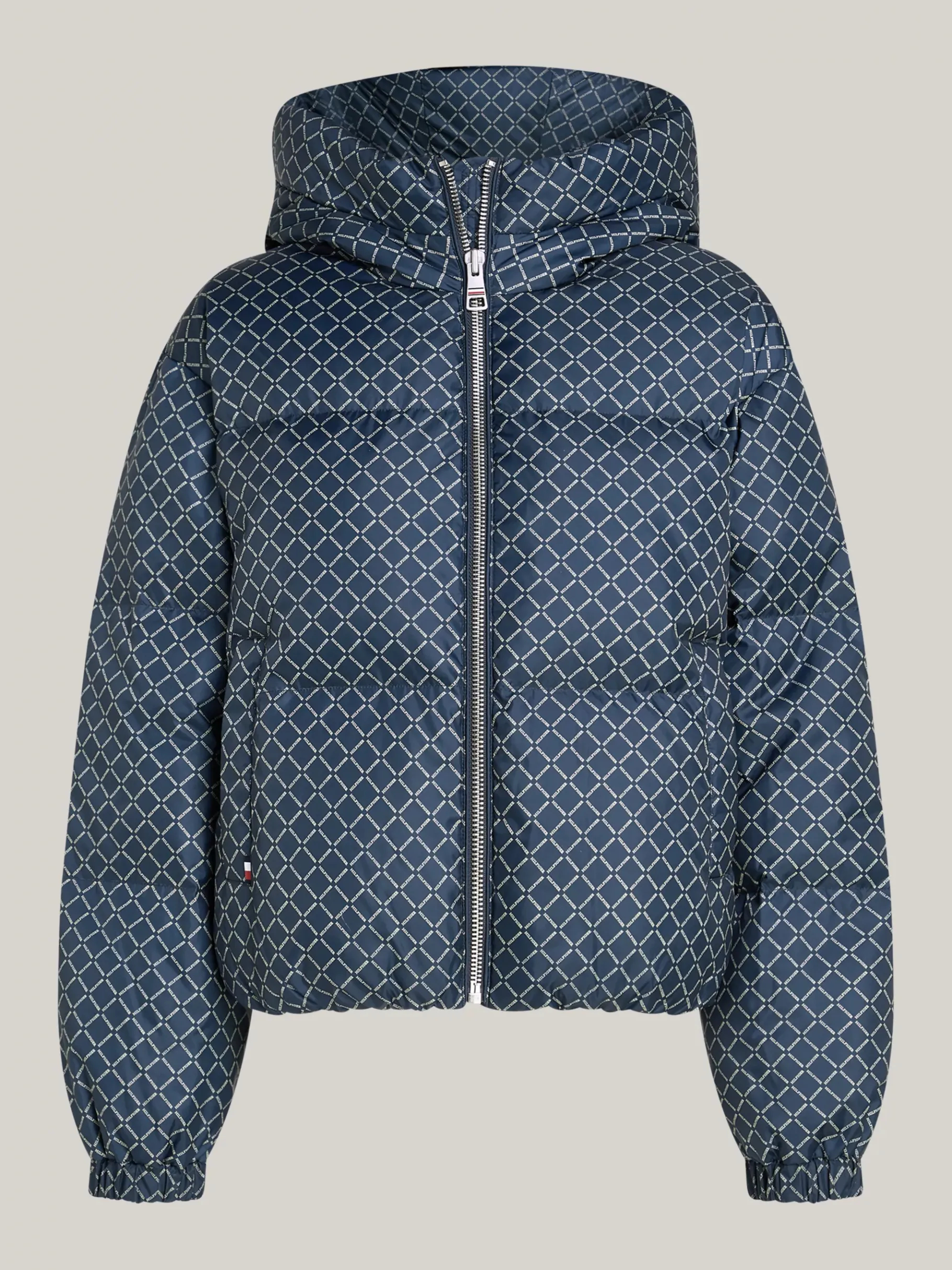 Tommy Hilfiger Puffer-Jacke mit Tommy-Print DIAMOND MONOTYPE/ MILITARY DENIM New