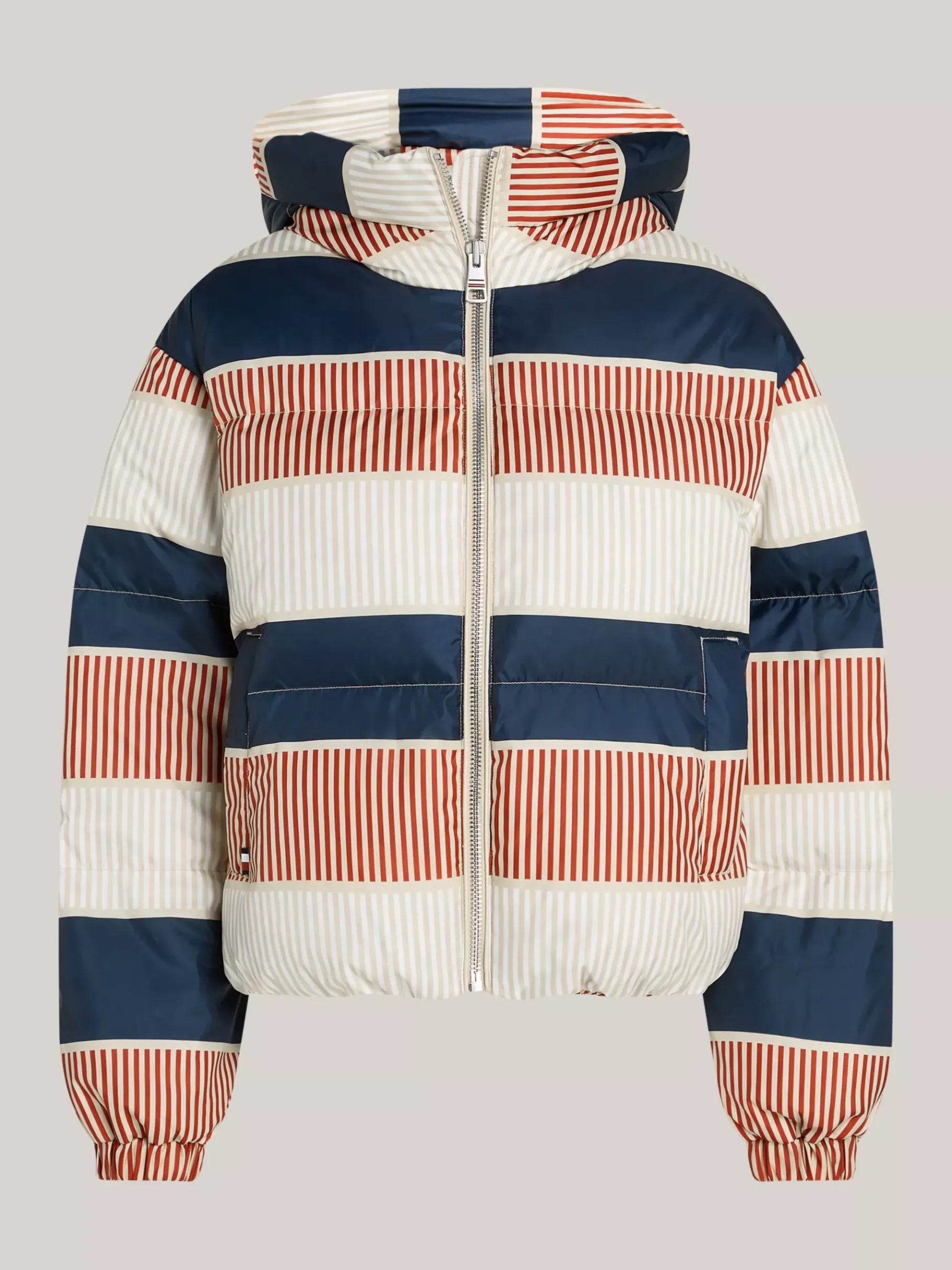 Tommy Hilfiger Puffer-Jacke mit Tommy-Print GLOBAL STP H PUFFER/ CNTY IVORY New