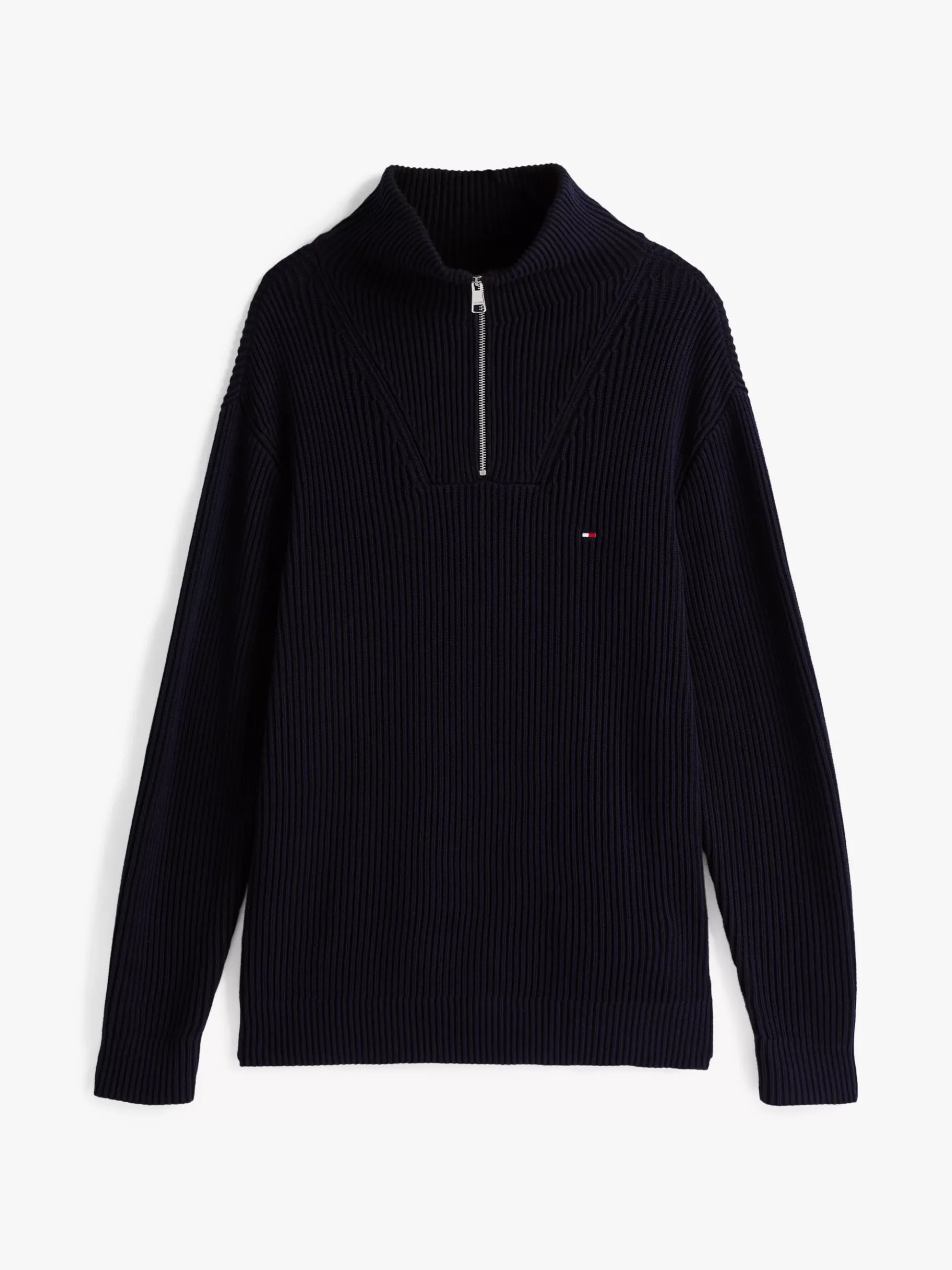 Tommy Hilfiger Pullover aus Rippstrick mit Reißverschluss DESERT SKY/MULTI Fashion