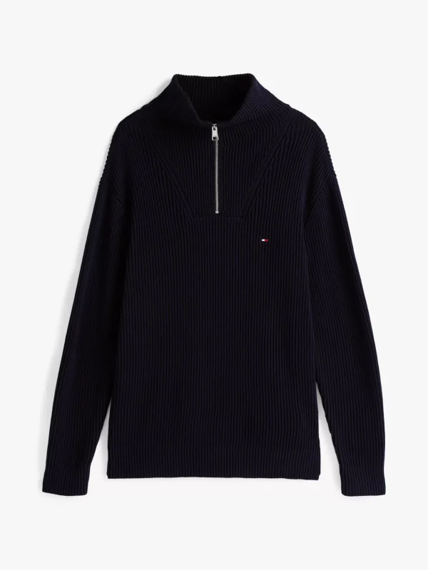 Tommy Hilfiger Pullover aus Rippstrick mit Reißverschluss DESERT SKY/MULTI Fashion