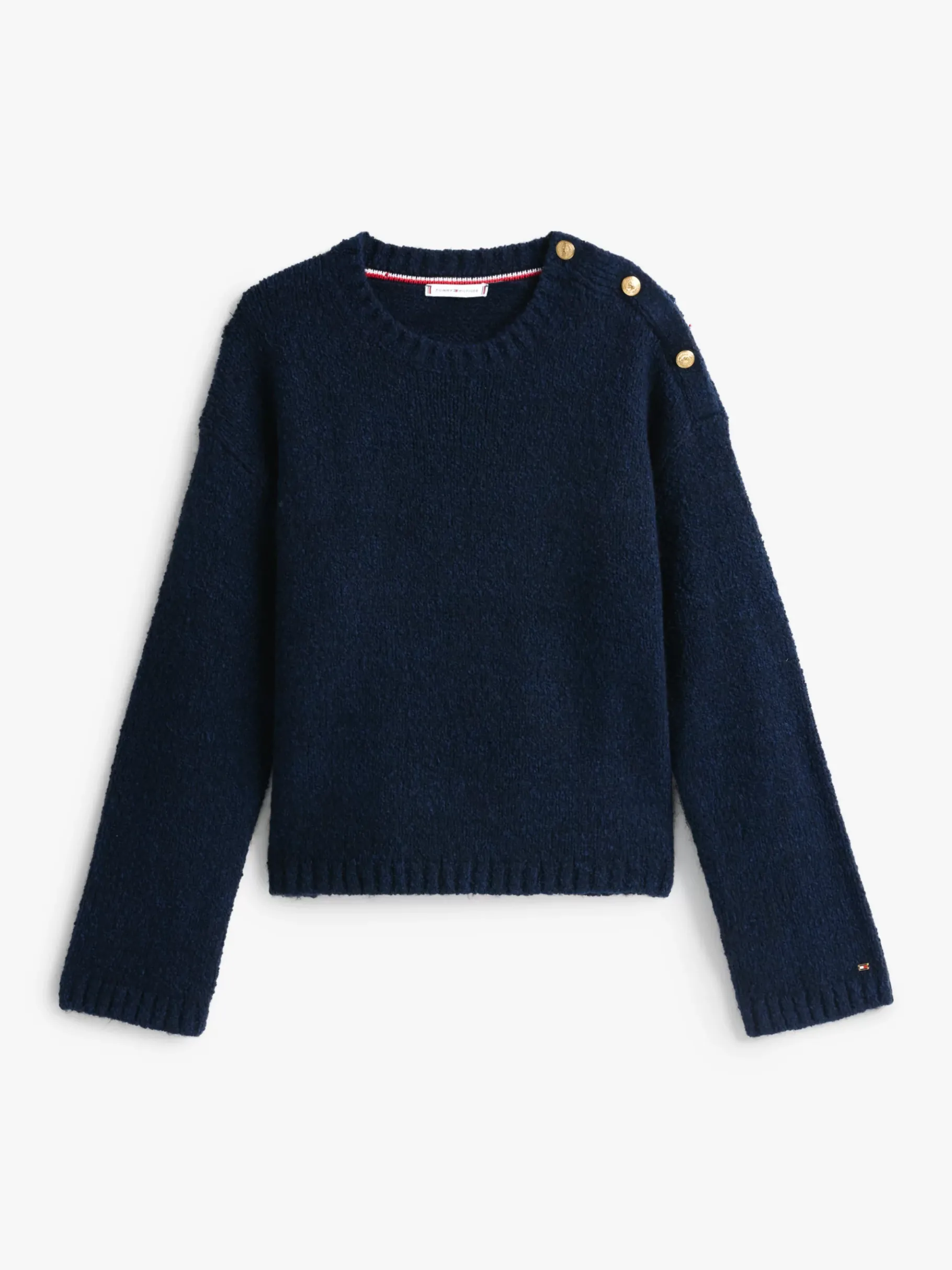 Tommy Hilfiger Pullover aus Strukturstrick mit Knöpfen DARK NIGHT NAVY Flash Sale