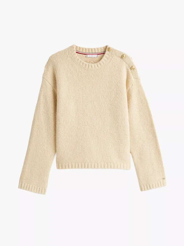 Tommy Hilfiger Pullover aus Strukturstrick mit Knöpfen COUNTRY IVORY Best