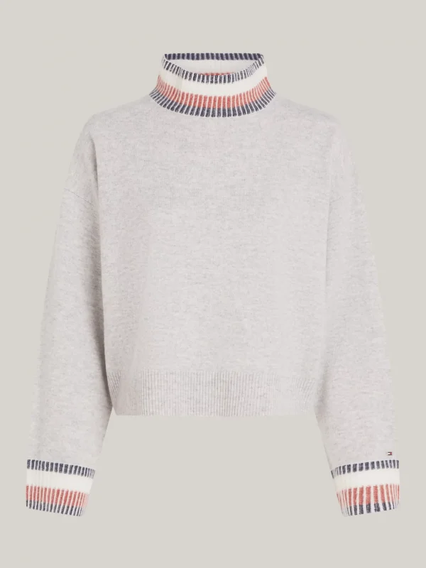 Tommy Hilfiger Pullover mit Kaschmir und Mock-Rollkragen LIGHT GREY HTR Sale