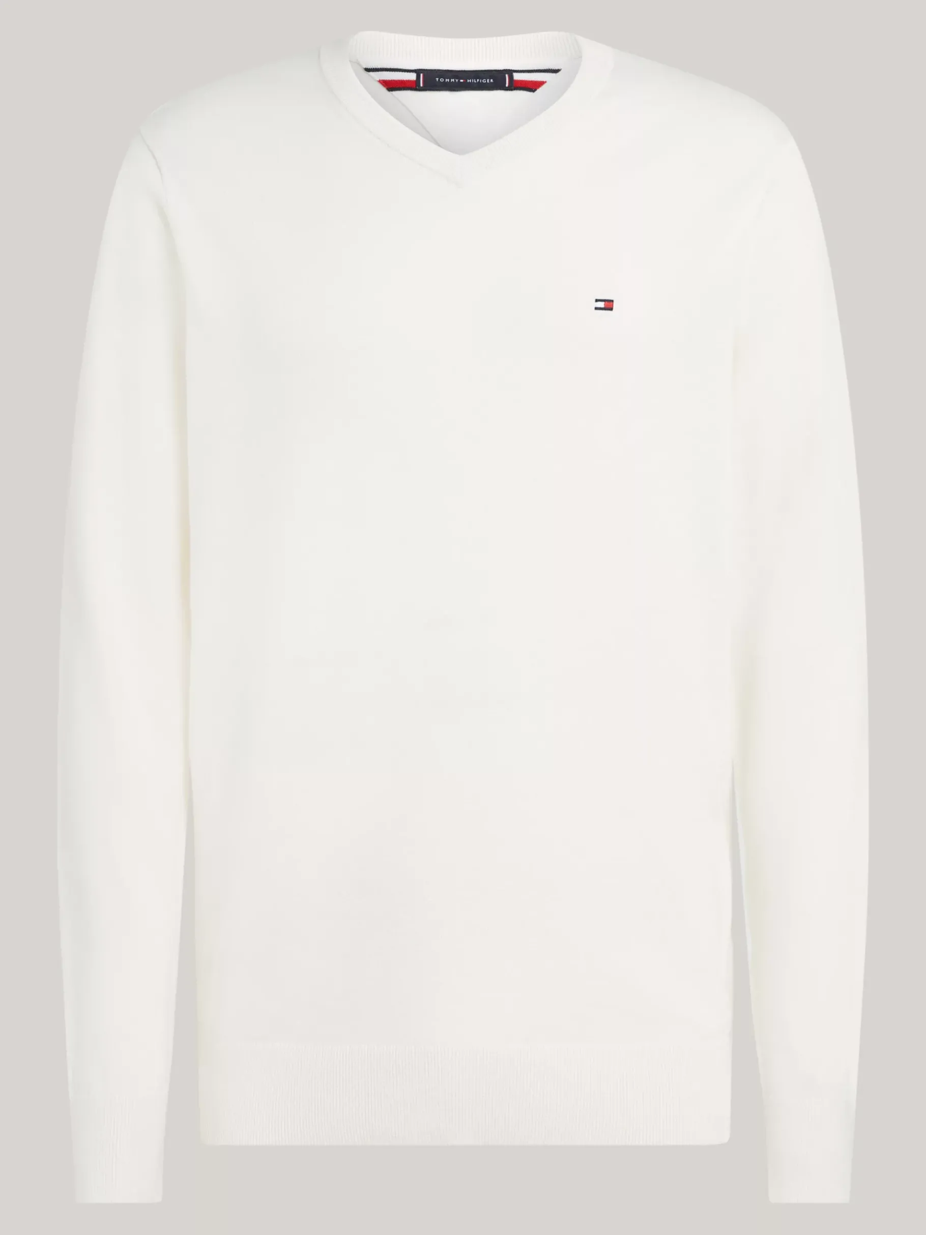 Tommy Hilfiger Pullover mit V-Ausschnitt und Flag-Stickerei IVORY Hot
