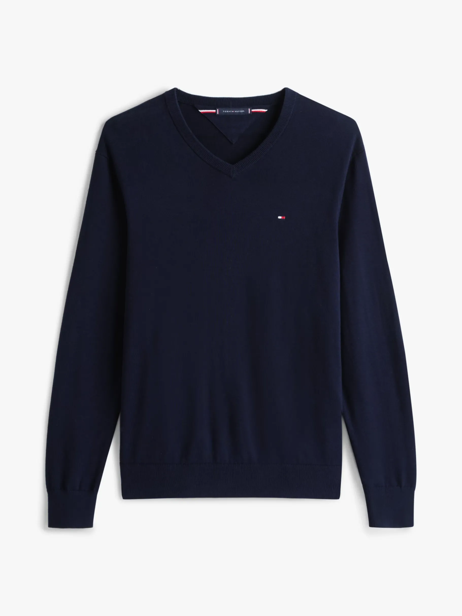 Tommy Hilfiger Pullover mit V-Ausschnitt und Flag-Stickerei DESERT SKY Fashion